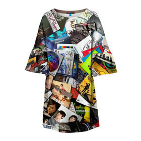 Детское платье 3D с принтом Albums в Петрозаводске, 100% полиэстер | прямой силуэт, чуть расширенный к низу. Круглая горловина, на рукавах — воланы | Тематика изображения на принте: music | rock | rock and roll | музыка | рок