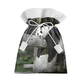 Подарочный 3D мешок с принтом Большая уставшая панда в Петрозаводске, 100% полиэстер | Размер: 29*39 см | Тематика изображения на принте: бамбук | животное | медведь