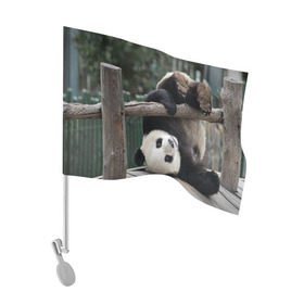 Флаг для автомобиля с принтом Паркур панда в Петрозаводске, 100% полиэстер | Размер: 30*21 см | бамбук | животное | медведь