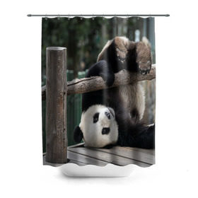 Штора 3D для ванной с принтом Паркур панда в Петрозаводске, 100% полиэстер | плотность материала — 100 г/м2. Стандартный размер — 146 см х 180 см. По верхнему краю — пластиковые люверсы для креплений. В комплекте 10 пластиковых колец | бамбук | животное | медведь