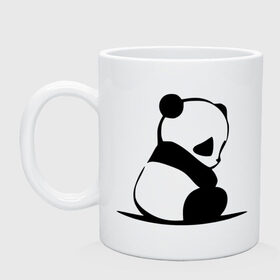 Кружка с принтом Грустный панда в Петрозаводске, керамика | объем — 330 мл, диаметр — 80 мм. Принт наносится на бока кружки, можно сделать два разных изображения | бамбук | животное | медведь