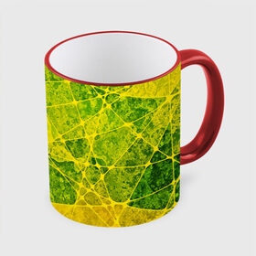 Кружка 3D с принтом Particles в Петрозаводске, керамика | ёмкость 330 мл | желтый | зеленый | потертый | треугольники | яркий