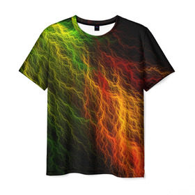 Мужская футболка 3D с принтом Цветные линии в Петрозаводске, 100% полиэфир | прямой крой, круглый вырез горловины, длина до линии бедер | молния | пестрый | разноцветный