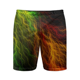 Мужские шорты 3D спортивные с принтом Цветные линии в Петрозаводске,  |  | молния | пестрый | разноцветный