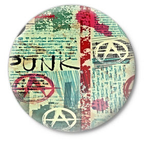 Значок с принтом Punk в Петрозаводске,  металл | круглая форма, металлическая застежка в виде булавки | анархия | панк | рок