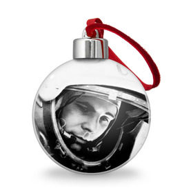 Ёлочный шар с принтом Юрий Гагарин в Петрозаводске, Пластик | Диаметр: 77 мм | первый космонавт