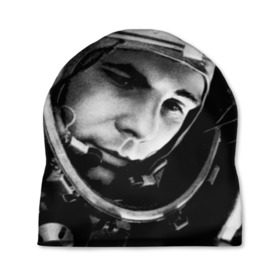 Шапка 3D с принтом Юрий Гагарин в Петрозаводске, 100% полиэстер | универсальный размер, печать по всей поверхности изделия | первый космонавт
