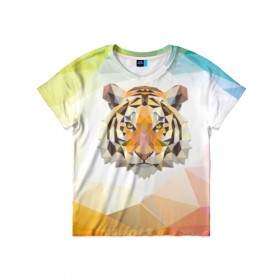 Детская футболка 3D с принтом Тигр в Петрозаводске, 100% гипоаллергенный полиэфир | прямой крой, круглый вырез горловины, длина до линии бедер, чуть спущенное плечо, ткань немного тянется | большая кошка | дикие животные | животные | тигр