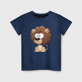 Детская футболка хлопок с принтом Львёнок в Петрозаводске, 100% хлопок | круглый вырез горловины, полуприлегающий силуэт, длина до линии бедер | 
