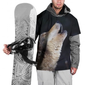 Накидка на куртку 3D с принтом Вой серого волка в Петрозаводске, 100% полиэстер |  | Тематика изображения на принте: серый