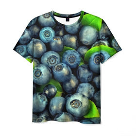 Мужская футболка 3D с принтом Голубика в Петрозаводске, 100% полиэфир | прямой крой, круглый вырез горловины, длина до линии бедер | Тематика изображения на принте: blueberry | голубика | черника | ягоды