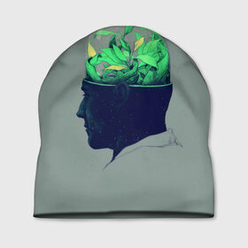 Шапка 3D с принтом Голова горшок в Петрозаводске, 100% полиэстер | универсальный размер, печать по всей поверхности изделия | голова | горшок | колба | стекло | цветок | человек