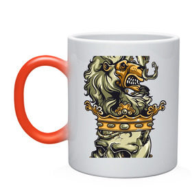 Кружка хамелеон с принтом Король лев в Петрозаводске, керамика | меняет цвет при нагревании, емкость 330 мл | король | корона | лев | скелет | череп