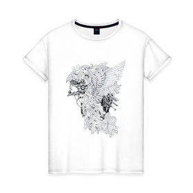 Женская футболка хлопок с принтом Валькирия в Петрозаводске, 100% хлопок | прямой крой, круглый вырез горловины, длина до линии бедер, слегка спущенное плечо | ангел | валькирия | воин