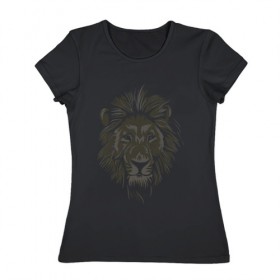 Женская футболка хлопок с принтом Лев в Петрозаводске, 100% хлопок | прямой крой, круглый вырез горловины, длина до линии бедер, слегка спущенное плечо | король | лев