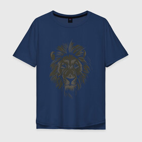 Мужская футболка хлопок Oversize с принтом Лев в Петрозаводске, 100% хлопок | свободный крой, круглый ворот, “спинка” длиннее передней части | король | лев