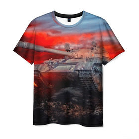 Мужская футболка 3D с принтом Tank в Петрозаводске, 100% полиэфир | прямой крой, круглый вырез горловины, длина до линии бедер | 3d | 9 мая | война | огонь | победа | танк | танкист | техника