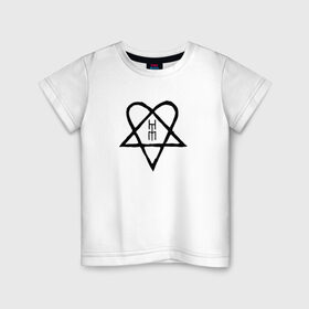 Детская футболка хлопок с принтом HIM. Heartagram (черная) в Петрозаводске, 100% хлопок | круглый вырез горловины, полуприлегающий силуэт, длина до линии бедер | heartgram | him | love metal | ville valo | вилле вало | хим