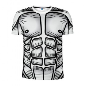 Мужская футболка 3D спортивная с принтом Мускулистое тело в Петрозаводске, 100% полиэстер с улучшенными характеристиками | приталенный силуэт, круглая горловина, широкие плечи, сужается к линии бедра | 