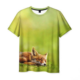 Мужская футболка 3D с принтом Лисичка спит в Петрозаводске, 100% полиэфир | прямой крой, круглый вырез горловины, длина до линии бедер | Тематика изображения на принте: fox | животное | зверь | красивая | лес | лис | лиса | лисенок | лисица | лисичка | мех | патрикеевна | песец | плутовка | прикольная | природа | рыжая | рыжий цвет | сказка | хвост | хитрая | хищник