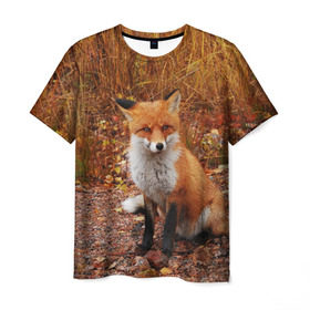Мужская футболка 3D с принтом Лиса в Петрозаводске, 100% полиэфир | прямой крой, круглый вырез горловины, длина до линии бедер | fox | животное | зверь | красивая | лес | лис | лиса | лисенок | лисица | лисичка | мех | патрикеевна | песец | плутовка | прикольная | природа | рыжая | рыжий цвет | сказка | хвост | хитрая | хищник