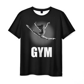 Мужская футболка 3D с принтом Gym в Петрозаводске, 100% полиэфир | прямой крой, круглый вырез горловины, длина до линии бедер | Тематика изображения на принте: girl | jump | sport | sportswoman | гимнастика | девушка | прыжок | спорт | спортсменка | фитнес
