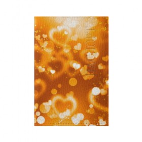 Обложка для паспорта матовая кожа с принтом Сердечки в золоте в Петрозаводске, натуральная матовая кожа | размер 19,3 х 13,7 см; прозрачные пластиковые крепления | желтый | золотое | сердечки | яркий