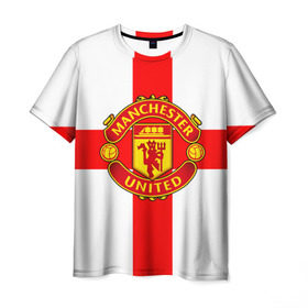 Мужская футболка 3D с принтом Manchester united в Петрозаводске, 100% полиэфир | прямой крой, круглый вырез горловины, длина до линии бедер | 3д | fc | manchester united | mu | англия | британия | игра | канониры | красные дьяволы | лондон | манчестер | мю | флаг | флаг британии | футбол | эмблема