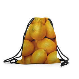 Рюкзак-мешок 3D с принтом Лимончики в Петрозаводске, 100% полиэстер | плотность ткани — 200 г/м2, размер — 35 х 45 см; лямки — толстые шнурки, застежка на шнуровке, без карманов и подкладки | 3d | витамин | еда | желтый | лето | лимон | много | пища | прикольные | сочные | фрукты | цитрус | яркие