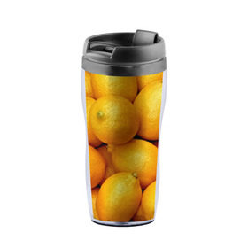Термокружка-непроливайка с принтом Лимончики в Петрозаводске, внутренняя часть — пищевой пластик, наружная часть — прозрачный пластик, между ними — полиграфическая вставка с рисунком | объем — 350 мл, герметичная крышка | Тематика изображения на принте: 3d | витамин | еда | желтый | лето | лимон | много | пища | прикольные | сочные | фрукты | цитрус | яркие