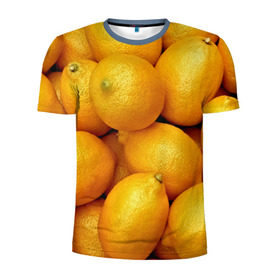 Мужская футболка 3D спортивная с принтом Лимончики в Петрозаводске, 100% полиэстер с улучшенными характеристиками | приталенный силуэт, круглая горловина, широкие плечи, сужается к линии бедра | 3d | витамин | еда | желтый | лето | лимон | много | пища | прикольные | сочные | фрукты | цитрус | яркие