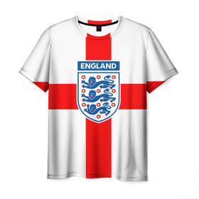 Мужская футболка 3D с принтом Сборная Англии в Петрозаводске, 100% полиэфир | прямой крой, круглый вырез горловины, длина до линии бедер | англия | игра | лондон | сборная | футбол