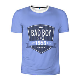 Мужская футболка 3D спортивная с принтом Плохой мальчик с 1983 в Петрозаводске, 100% полиэстер с улучшенными характеристиками | приталенный силуэт, круглая горловина, широкие плечи, сужается к линии бедра | 1983 | bad boy | since | год рождения | дата | мальчик
