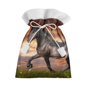 Подарочный 3D мешок с принтом Черный конь в Петрозаводске, 100% полиэстер | Размер: 29*39 см | вожжи | голоп | грация | езда | есаул | жеребец | животное | кобыла | кобылица | конь | копыта | копыто | лошадь | пегас | пони | рысак | сбруя | скакун | скачет | стойло | троя