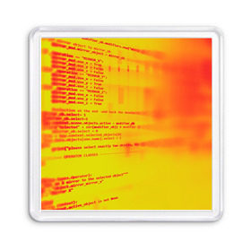 Магнит 55*55 с принтом Компьютерный код в Петрозаводске, Пластик | Размер: 65*65 мм; Размер печати: 55*55 мм | Тематика изображения на принте: желтый | кибер | код | оранжевый | прога