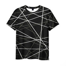 Мужская футболка 3D с принтом geometry texture в Петрозаводске, 100% полиэфир | прямой крой, круглый вырез горловины, длина до линии бедер | геометрия | грани | изгиб | линии | полигоны | полосы | текстура