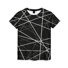 Женская футболка 3D с принтом geometry texture в Петрозаводске, 100% полиэфир ( синтетическое хлопкоподобное полотно) | прямой крой, круглый вырез горловины, длина до линии бедер | геометрия | грани | изгиб | линии | полигоны | полосы | текстура