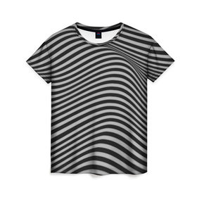 Женская футболка 3D с принтом Оптический узор в Петрозаводске, 100% полиэфир ( синтетическое хлопкоподобное полотно) | прямой крой, круглый вырез горловины, длина до линии бедер | 