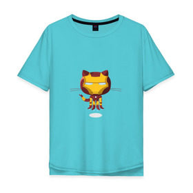 Мужская футболка хлопок Oversize с принтом ironcat в Петрозаводске, 100% хлопок | свободный крой, круглый ворот, “спинка” длиннее передней части | cat | github | ironcat | ironman