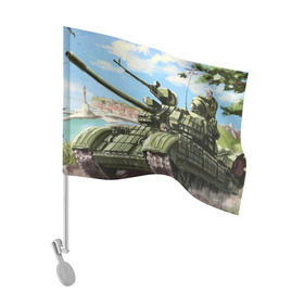 Флаг для автомобиля с принтом Защитники в Петрозаводске, 100% полиэстер | Размер: 30*21 см | немецкий | русские | танки