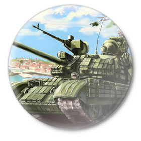 Значок с принтом Защитники в Петрозаводске,  металл | круглая форма, металлическая застежка в виде булавки | немецкий | русские | танки