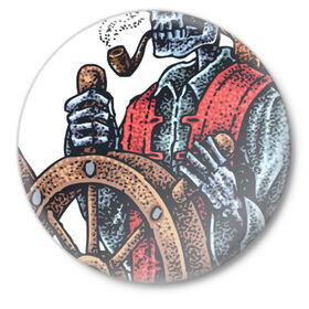 Значок с принтом Пират в Петрозаводске,  металл | круглая форма, металлическая застежка в виде булавки | воробей | джек | пират | скелет | череп