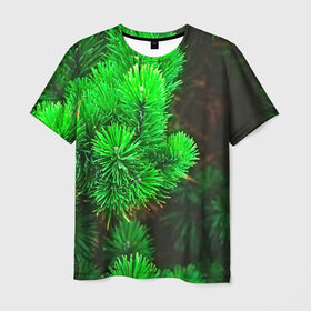 Мужская футболка 3D с принтом Зелёная ель в Петрозаводске, 100% полиэфир | прямой крой, круглый вырез горловины, длина до линии бедер | Тематика изображения на принте: 3d | ёлка | ель | зелёный | лес | новый год | праздник | природа | текстура | фон