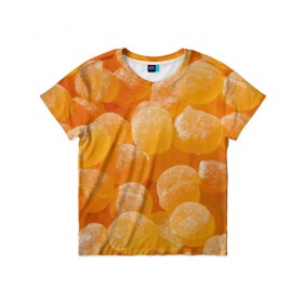 Детская футболка 3D с принтом Апельсиновый мармелад в Петрозаводске, 100% гипоаллергенный полиэфир | прямой крой, круглый вырез горловины, длина до линии бедер, чуть спущенное плечо, ткань немного тянется | 
