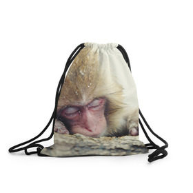 Рюкзак-мешок 3D с принтом Обезьянка спит в Петрозаводске, 100% полиэстер | плотность ткани — 200 г/м2, размер — 35 х 45 см; лямки — толстые шнурки, застежка на шнуровке, без карманов и подкладки | бабуин | животное | обезьяна | орангутанг | примат