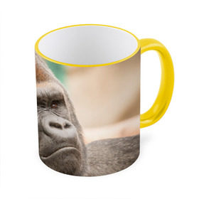 Кружка 3D с принтом Обезьяна в Петрозаводске, керамика | ёмкость 330 мл | Тематика изображения на принте: горилла | животное | обезьяна | примат