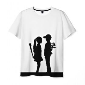 Мужская футболка 3D с принтом Свидание в Петрозаводске, 100% полиэфир | прямой крой, круглый вырез горловины, длина до линии бедер | 3d | белый | девочка | другие | картинка | мальчик | минимализм | прикол | прикольные | светлая | смешно | черный