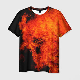 Мужская футболка 3D с принтом Огонь в Петрозаводске, 100% полиэфир | прямой крой, круглый вырез горловины, длина до линии бедер | оранжевый | плямя | черный | яркий