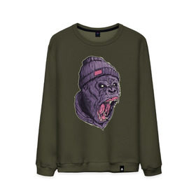 Мужской свитшот хлопок с принтом Злая горилла в Петрозаводске, 100% хлопок |  | арт | взгляд | гипноз | гнев | горилла | животные | зубы | кинг конг | клыки | обезьяна | пасть | шапка