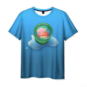 Мужская футболка 3D с принтом Bucket в Петрозаводске, 100% полиэфир | прямой крой, круглый вырез горловины, длина до линии бедер | anime | ponyo | аниме | миядзаки | поньо | рыбка